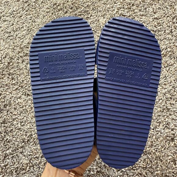 Mini Melissa Cosmoc Sandal Slipper Girls Kids Size 9 Navy Green Adjustable - Picture 6 of 8